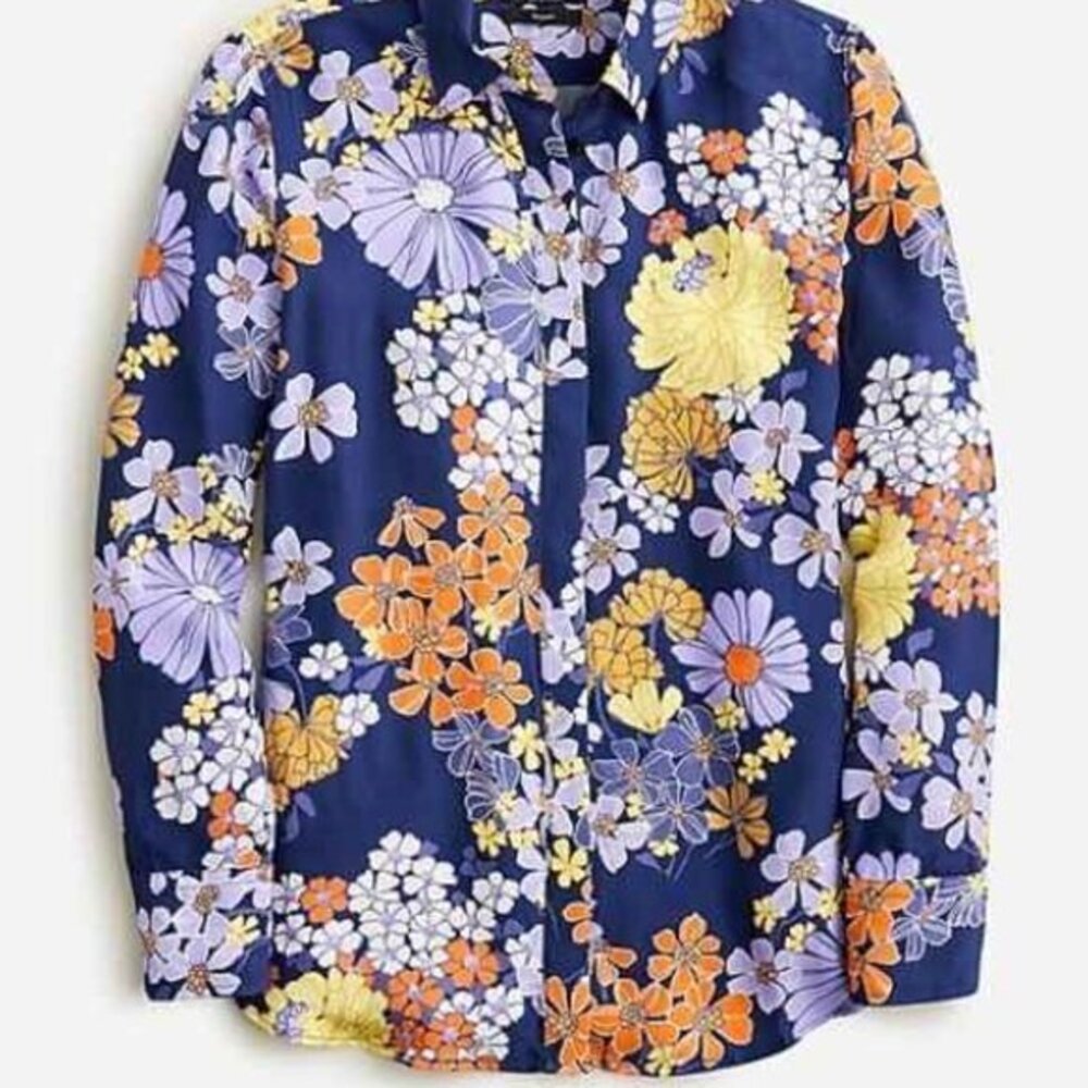 Jcrew Classic-fit cupro-blend shirt in dusk floral print, NWT, size 14
